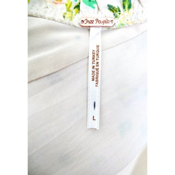 NEW! Free People Like a Lady Citrus Lemon Print Summer Dress Linen Blend Ivory L - Picture 13 of 14